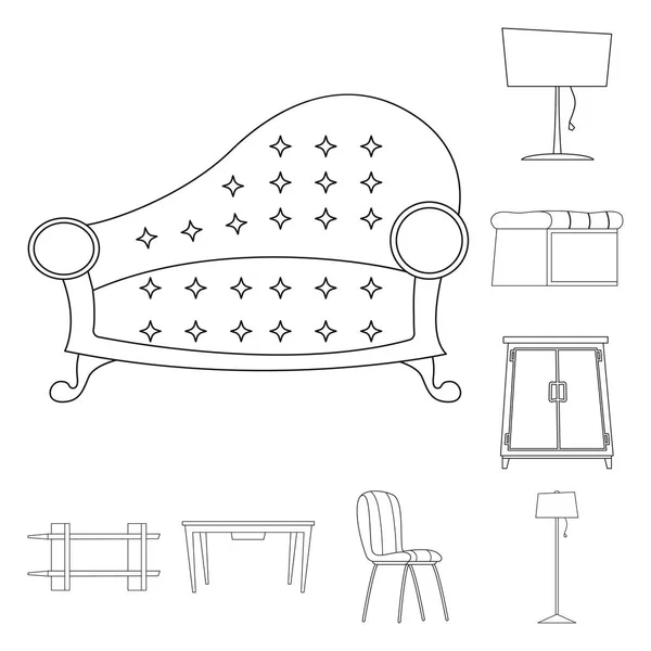 Векторная иллюстрация мебели и символа квартиры. Комплект мебели и иконка домашнего вектора на складе . — стоковый вектор