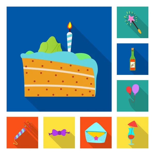 Design vetorial de festa e ícone de aniversário. Conjunto de festa e celebração ilustração vetor estoque . — Vetor de Stock