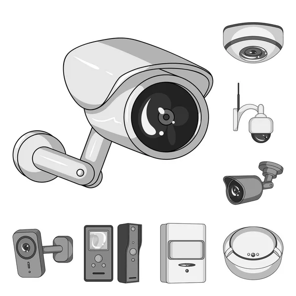 Ilustración vectorial de cctv y logotipo de la cámara. Conjunto de cctv y sistema de stock símbolo para web . — Archivo Imágenes Vectoriales