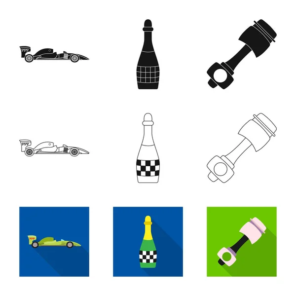 Vector design van de auto en rally pictogram. Set van auto en race vector pictogram voor voorraad. — Stockvector