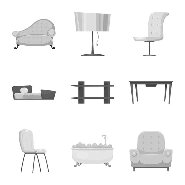 Objeto aislado de muebles e icono del apartamento. Colección de muebles y el icono del vector del hogar para la acción . — Vector de stock