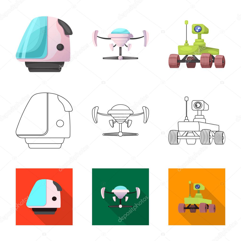 Vector illustration of mars and space symbol. Collection of mars and planet stock vector illustration.