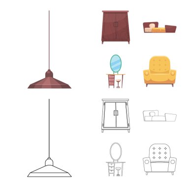 Mobilya ve daire logo vektör tasarımı. Mobilya ve ev hisse senedi simgesi web için set.