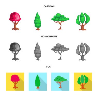 Ağaç ve doğa simge vektör tasarımı. Ağaç ve taç hisse senedi vektör çizim topluluğu.