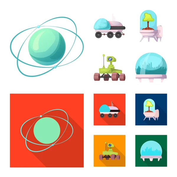 Conception vectorielle de mars et logo de l'espace. Ensemble de mars et illustration vectorielle de stock de planète . — Image vectorielle