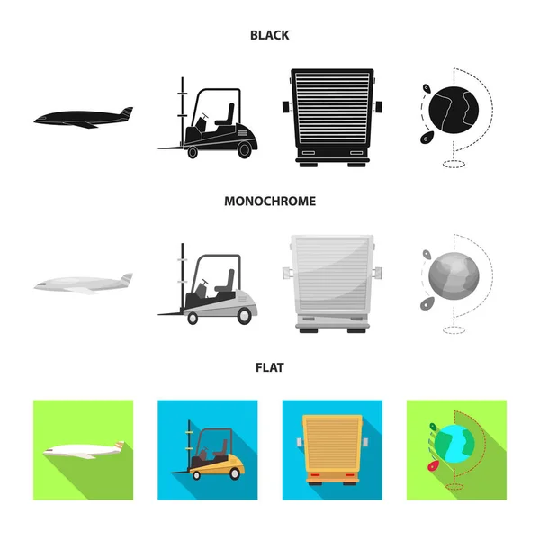 Diseño vectorial de mercancías y símbolo de carga. Conjunto de productos e ícono de vector de almacén para stock . — Archivo Imágenes Vectoriales