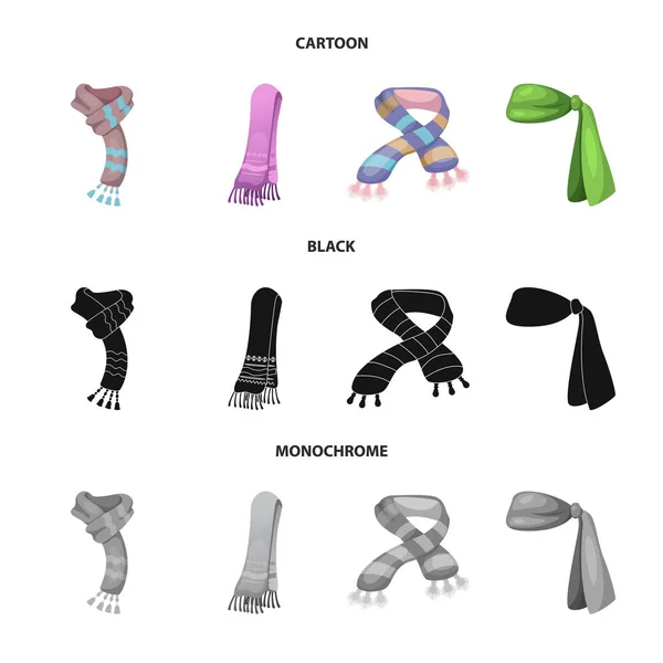 Векторная иллюстрация шарфа и пластыря. Коллекция векторной иконки шарфа и аксессуаров для склада . — стоковый вектор