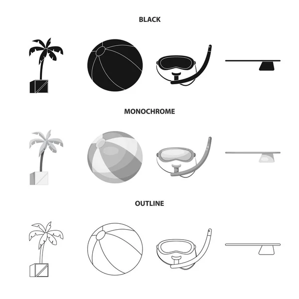 Vector illustration of pool and swimming icon. Set of pool and activity stock vector illustration. — Stock Vector