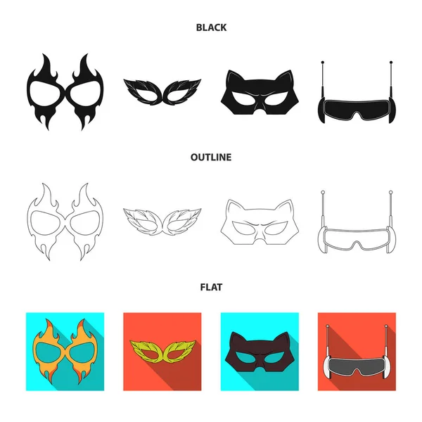 Elkülönített objektum a hős és a maszk ikonjára. Hős és szuperhős tőzsdei szimbólum a web gyűjteménye. — Stock Vector