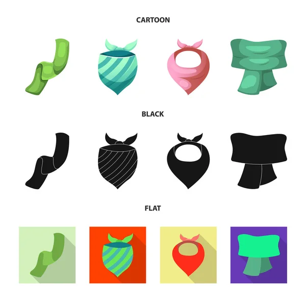 Векторная иллюстрация иконы шарфа и платка. Набор шарфов и аксессуаров символ запаса для паутины . — стоковый вектор