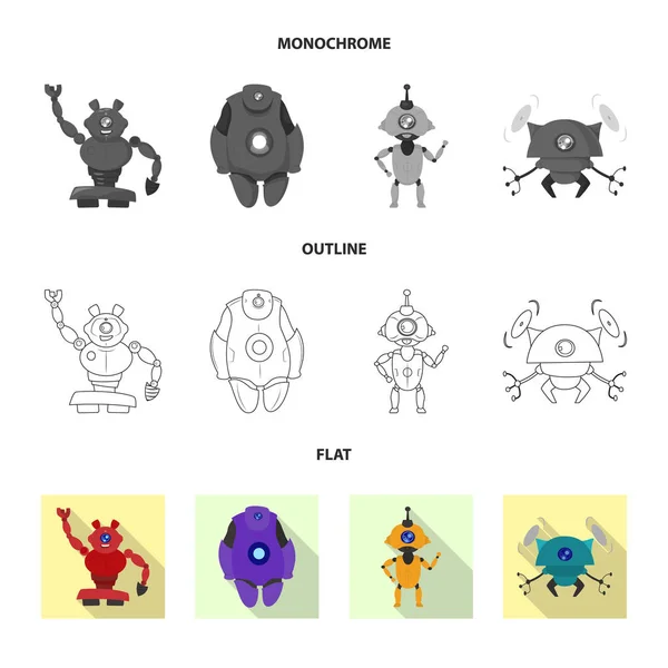 Illustration vectorielle du robot et symbole de l'usine. Ensemble de robot et illustration vectorielle de stock spatial . — Image vectorielle