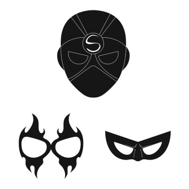 Kahraman ve maske simgesinin vektör tasarımı. Kahraman kümesi ve hisse senedi için süper kahraman vektör simgesi.