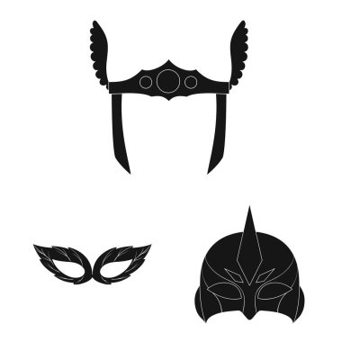 Kahraman ve maske işaret yalıtılmış nesne. Web için kahraman ve süper kahraman hisse senedi simgesi kümesi.