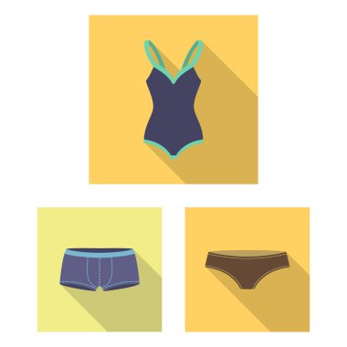 Giysi ve aksesuarları set koleksiyonu tasarım için simgeleri düz. Ayakkabı ve dekorasyon sembol stok web illüstrasyon vektör.