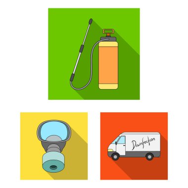 Haşere, zehir, set koleksiyonu tasarım için personel ve ekipman düz simgeler. Haşere kontrol Servisi vektör sembol stok web çizim.