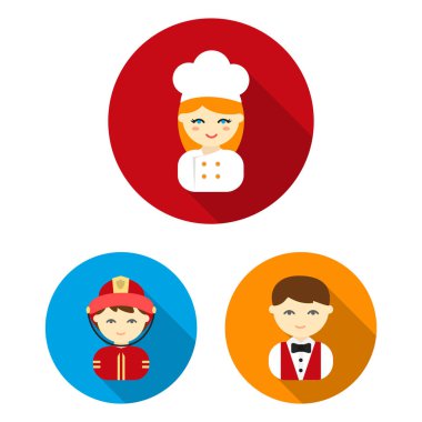 Farklı mesleklerden insanlar set koleksiyonu tasarım için simgeleri düz. İşçi ve uzman sembol stok web illüstrasyon vektör.