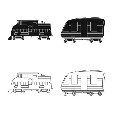 Tren ve istasyon logo vektör Illustration. Hisse senedi için tren ve bilet vektör simge kümesi.