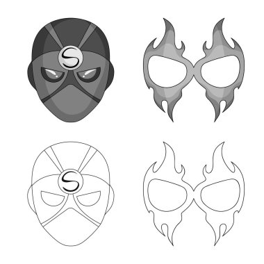Kahraman ve maske simgesinin vektör resmi. Kahraman topluluğu ve hisse senedi için süper kahraman vektör simgesi.