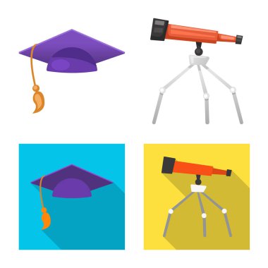 Eğitim ve öğrenme simge vektör çizimi. Eğitim ve okul vektör simgesini hissenin koleksiyonu.