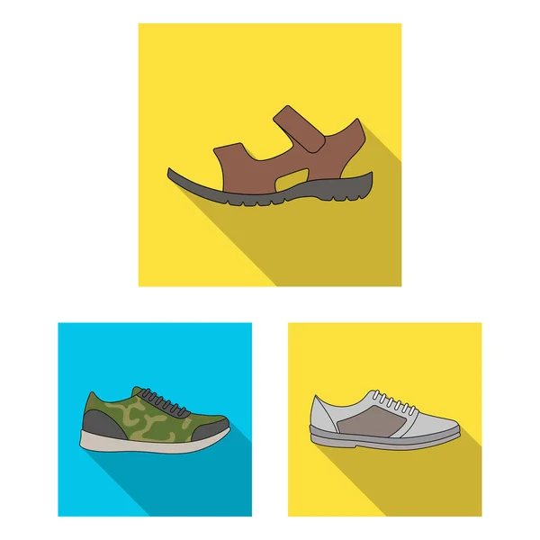 Diferentes zapatos iconos planos en la colección de conjuntos para el diseño. Hombres s y mujeres s zapatos vector símbolo stock web ilustración . — Vector de stock
