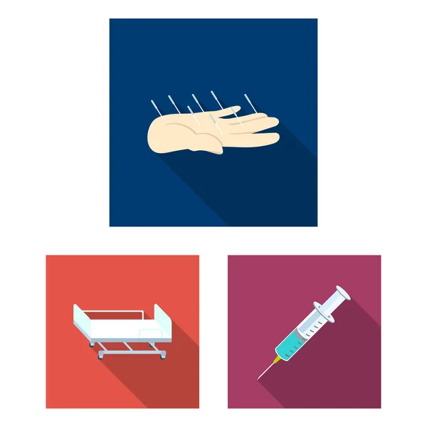 Medicin och behandling platt ikoner i set samling för design. Medicin och utrustning vektor symbol lager web illustration. — Stock vektor