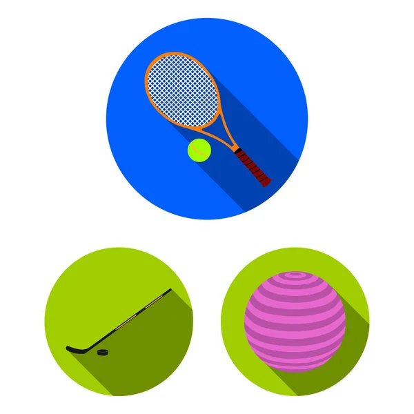 Diferentes tipos de esportes ícones planos na coleção de conjuntos para design. Equipamento desportivo símbolo vetorial ilustração web stock . — Vetor de Stock