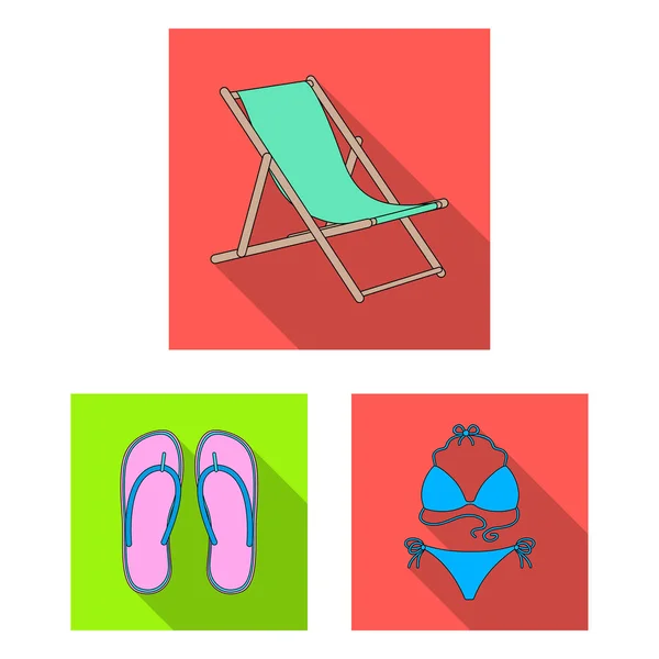 Sommaren resten platt ikoner i set samling för design. Stranden tillbehör vektor symbol lager web illustration. — Stock vektor