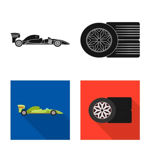 Vectorillustratie van auto en rally pictogram. Set van auto en race vector pictogram voor voorraad. — Stockvector