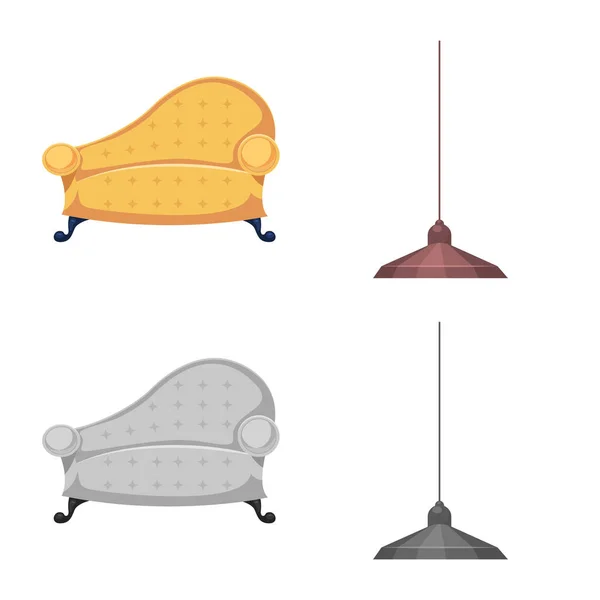Illustration vectorielle des meubles et icône de l'appartement. Collection de meubles et illustration vectorielle de stock de maison . — Image vectorielle