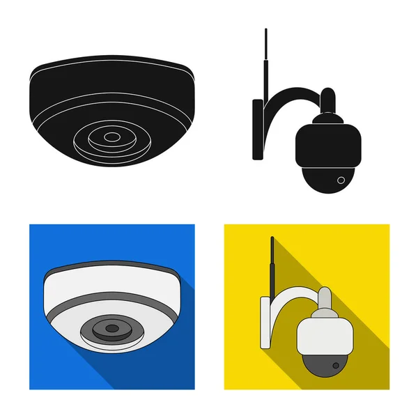 Vektorillustration von cctv und Kamerazeichen. Set von cctv und System Stock Vector Illustration. — Stockvektor