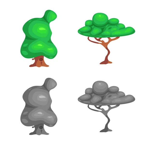 Ilustração vetorial do logotipo da árvore e da natureza. Conjunto de árvore e coroa vetor ícone para estoque . — Vetor de Stock