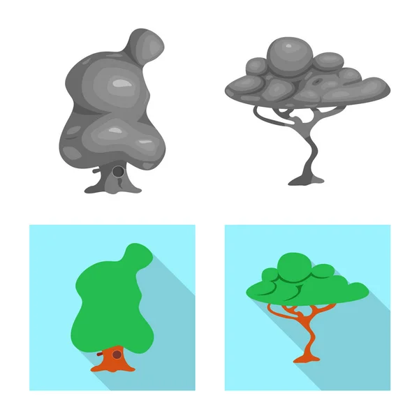 Projeto vetorial de árvore e sinal de natureza. Coleção de árvore e coroa símbolo de estoque para web . — Vetor de Stock