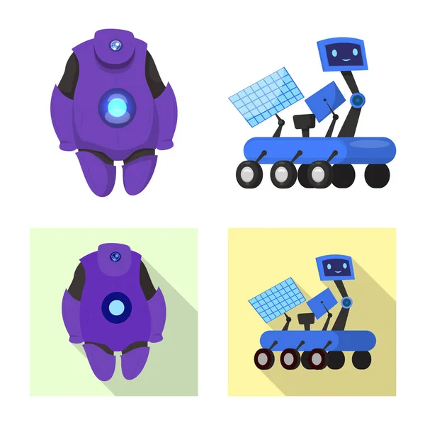 机器人和工厂标志的矢量设计 库存机器人和空间矢量图标的采集 — 图库矢量图片