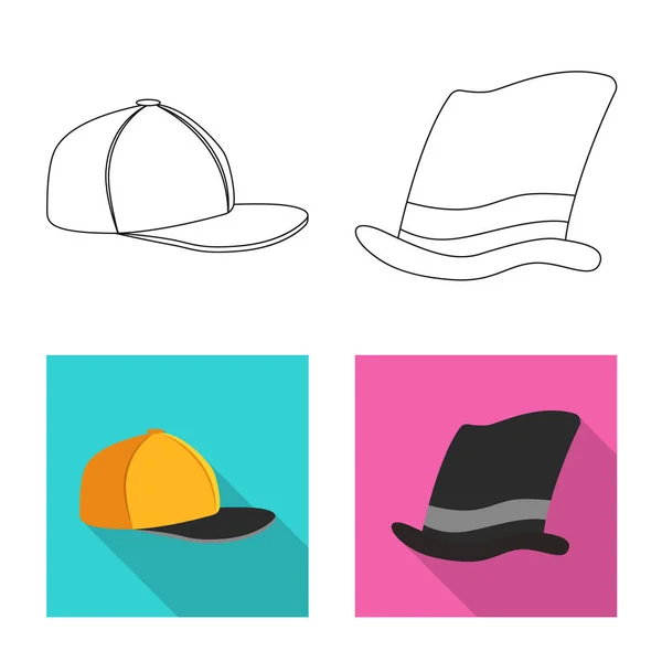 Objet isolé du couvre-chef et du panneau de chapeau. Jeu de coiffures et accessoires illustration vectorielle de stock . — Image vectorielle