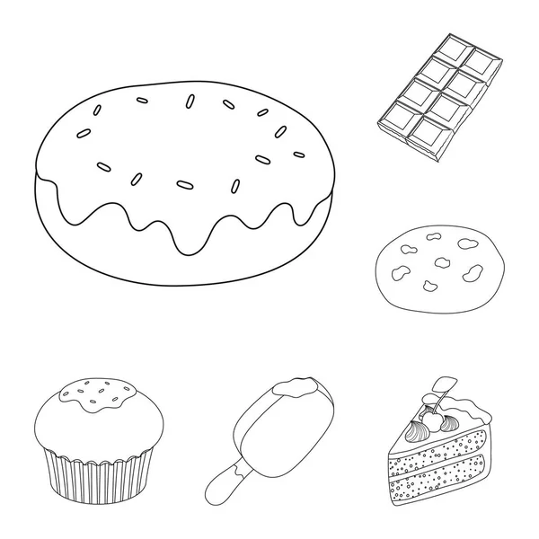Иконки шоколадного десерта в коллекции наборов для дизайна. Иллюстрация векторных символов шоколада и конфет . — стоковый вектор
