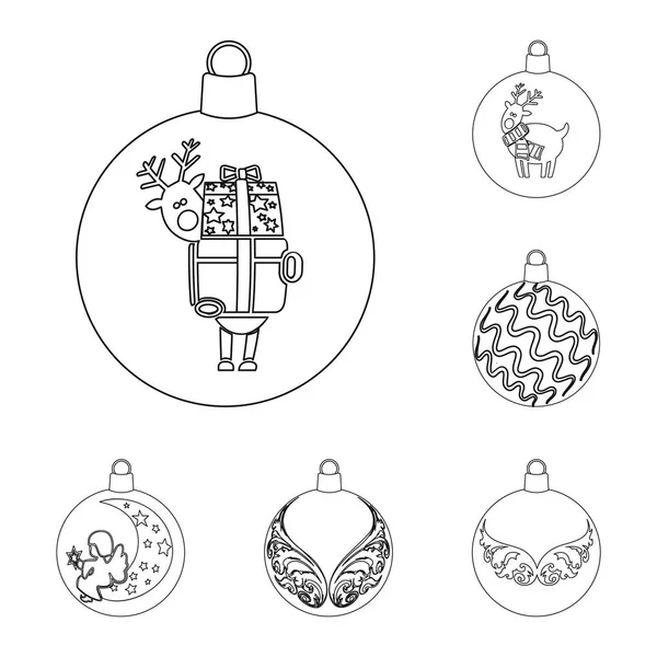 Bolas para la decoración contorno iconos en conjunto colección para design.Christmas bolas vector símbolo stock web ilustración . — Vector de stock