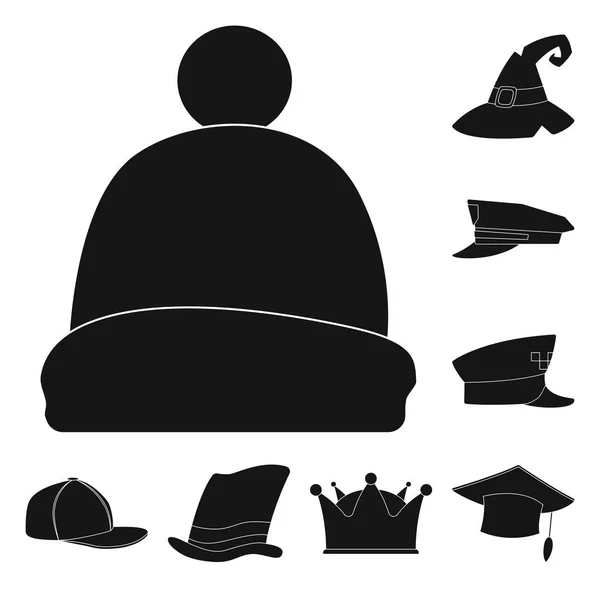 Vektorillustration Der Kopfbedeckung Und Des Mützensymbols Set Von Kopfbedeckungen Und — Stockvektor