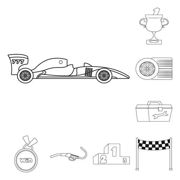 車やラリーのアイコンのベクター デザイン。車とレースの株式ベクトル図のセット. — ストックベクタ