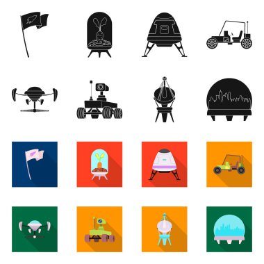 Mars ve uzay simge yalıtılmış nesne. Mars ve dünya hisse senedi vektör çizim koleksiyonu.