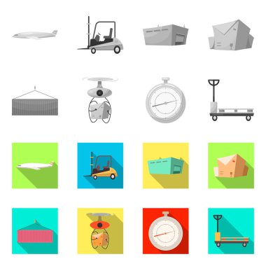 Mal ve kargo logo vektör Illustration. Ürünler ve web için ambar hisse senedi simgesi.