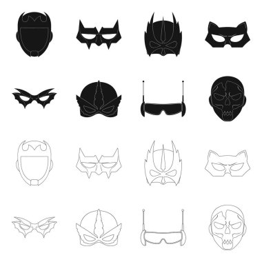 Kahraman ve maske simgesinin yalıtılmış nesne. Kahraman kümesi ve hisse senedi için süper kahraman vektör simgesi.