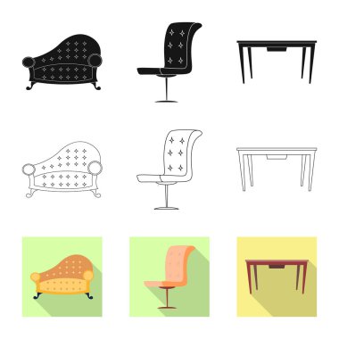 İzole işareti mobilya ve daire nesne. Mobilya ve ev hisse senedi simgesi için web topluluğu.