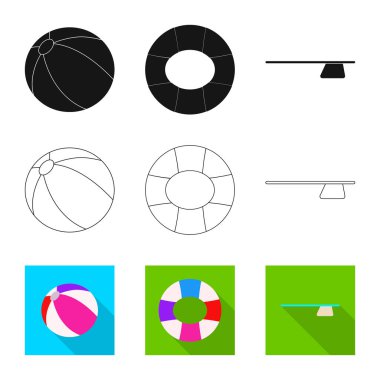 Yalıtılmış nesne havuzu ve yüzme sembolü. Hisse senedi için havuz ve etkinlik vektör simge topluluğu.