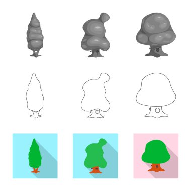 Ağaç ve doğa logo vektör Illustration. Hisse senedi için ağaç ve taç vektör simge kümesi.