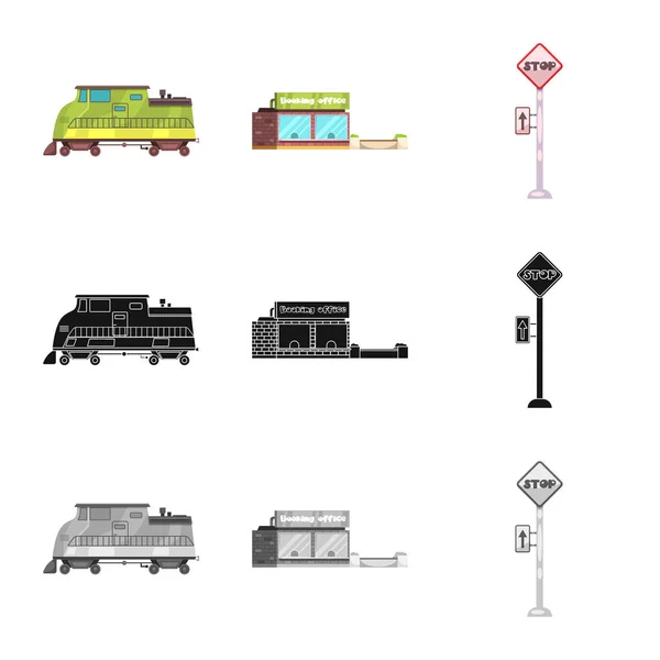 Geïsoleerde object van trein en station symbool. Collectie van trein en ticket vector pictogram voor voorraad. — Stockvector