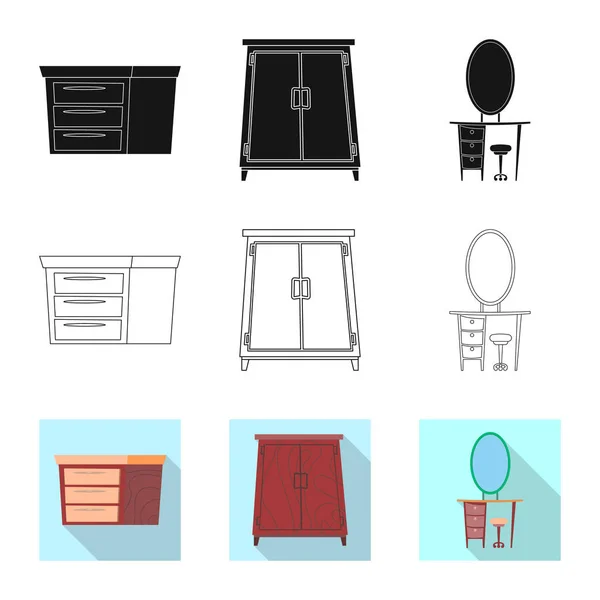 Εικονογράφηση διάνυσμα έπιπλα και διαμέρισμα σύμβολο. Σετ έπιπλα και σπίτι απόθεμα διανυσματικά εικονογράφηση. — Διανυσματικό Αρχείο
