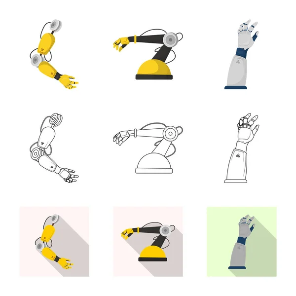 Isolerade objekt av roboten och fabriken logotyp. Uppsättning av roboten och utrymme vektor ikonen för lager. — Stock vektor