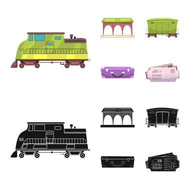 Tren ve istasyon logo vektör Illustration. Tren ve bilet hisse senedi simgesi için web topluluğu.