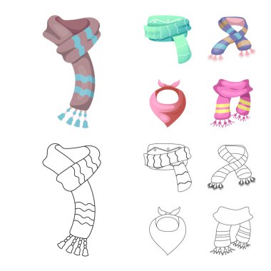 Eşarp ve şal logosu yalıtılmış nesne. Web için hisse senedi sembolü eşarp ve aksesuar koleksiyonu.