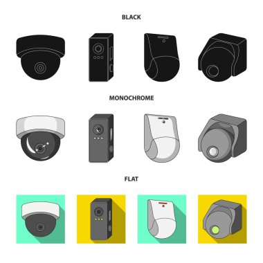 Cctv kamera simgesi yalıtılmış nesne. Cctv ve sistem stok vektör çizim topluluğu.